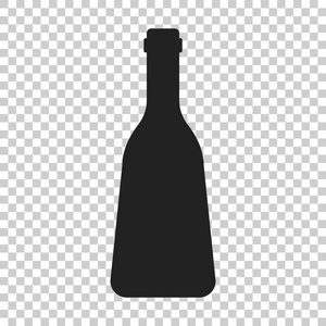酒瓶图标的扁平风格。酒精瓶例证在 i