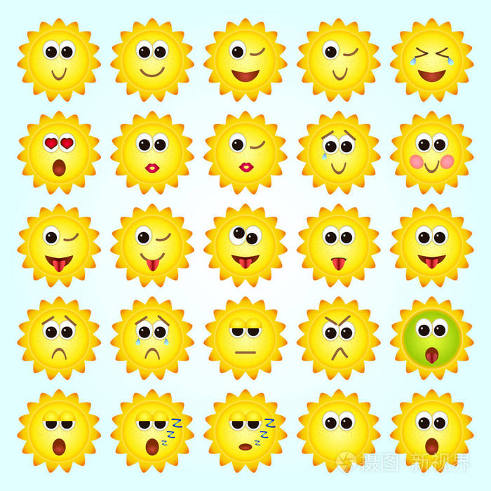 集太阳向日葵的表情符号套emoji表情