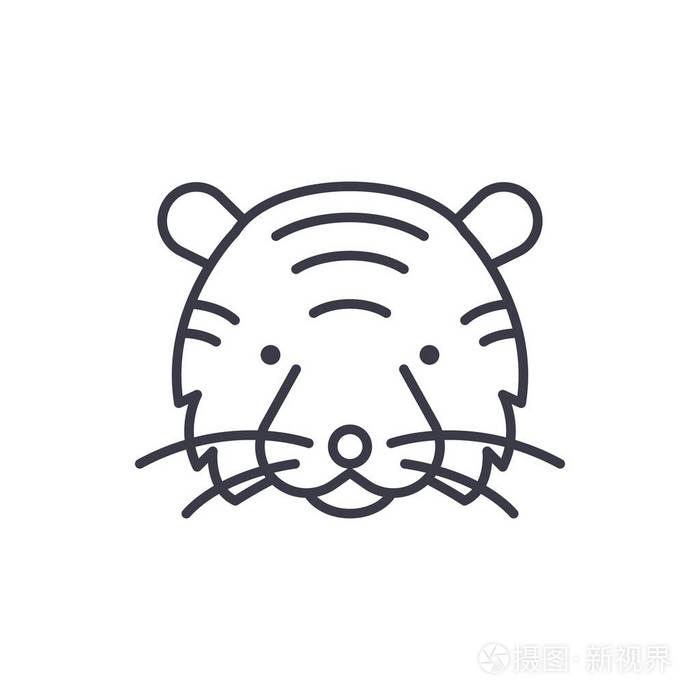 虎头矢量线图标 符号 背景插图 可编辑笔画
