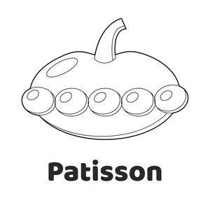 矢量插图。游戏的孩子。蔬菜。着色页 Patisson