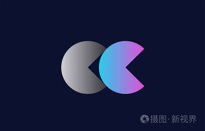 首字母字母 cc c c 标志组合在粉红色的蓝色和灰色的颜色适合商业和