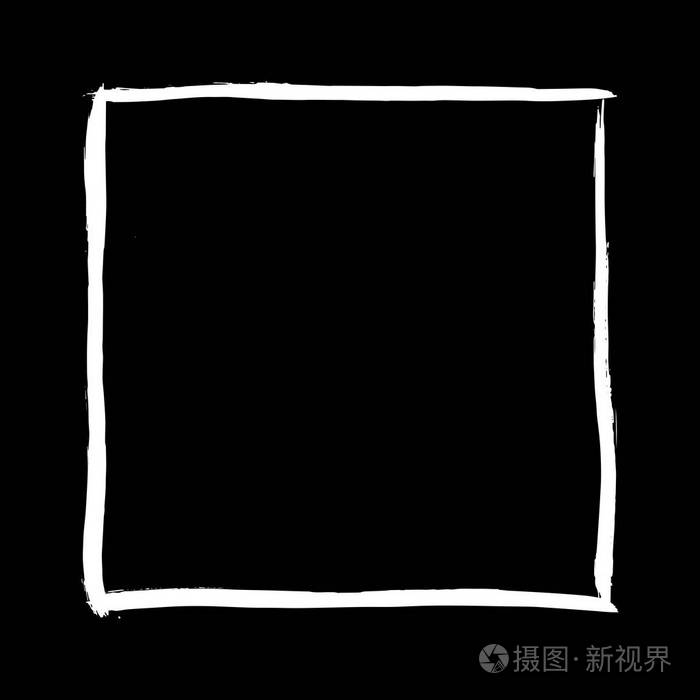 方块刷笔画空白框白色隔离黑色背景.设计元素.矢量背景插图