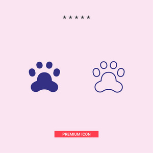 狗或猫爪打印动物的平面图标图片