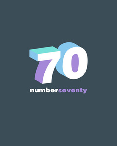 行数字70号徽标图标, 几何企业标识, 矢量插图