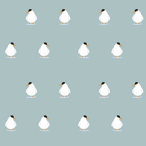 白色北极燕鸥在蓝色无缝模式。设计元素股票矢量图