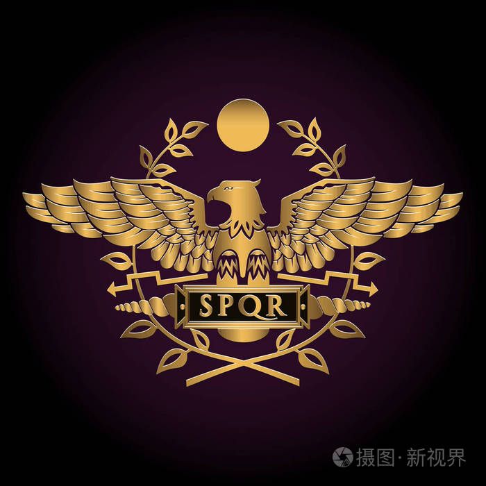 罗马老鹰的金黄标志向量例证