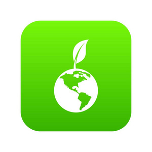 绿色世界 qlobe 叶图标数字绿色