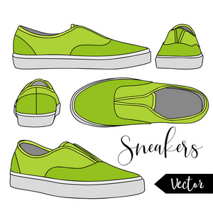 矢量绿色运动鞋鞋套