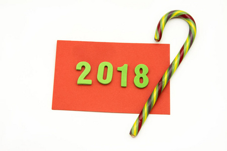 红卡祝贺圣诞节和2018年, 白色背景