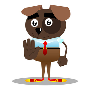 卡通插图商业狗显示拒绝或拒绝手势