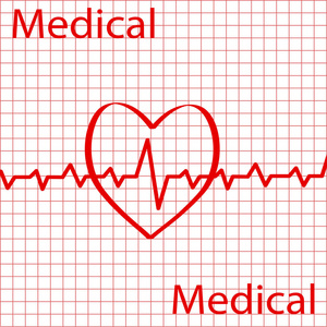 心脏病学设计在红色背景矢量图图片