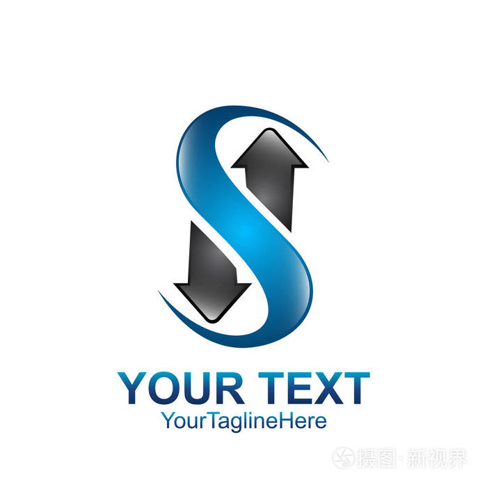 s 字母徽标图标模板.符号 s 标识箭头样式向量为公司名品牌.