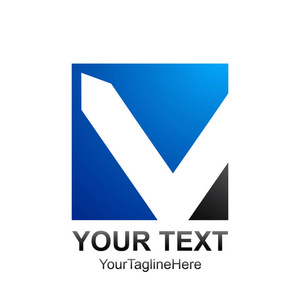 首字母 V 徽标模板彩色蓝色灰色正方形商业和公司标识设计