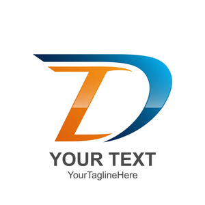 首字母 D 徽标模板彩色蓝色橙色商务和公司标识设计