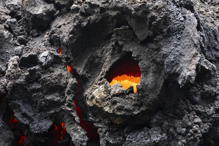 夏威夷基拉韦厄熔岩流的特写