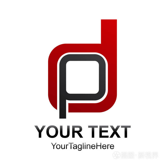 初始字母 Dp 或 Pd 徽标设计模板元素彩色