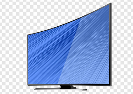 弧形电视屏幕 lcd, 等离子隔离在透明背景上。现实的向量例证。模拟模板