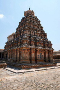 Airavatesvara 寺建筑群, Darasuram, 印度泰米尔纳德邦。从西北看