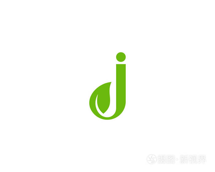 自然字母 j 徽标图标设计