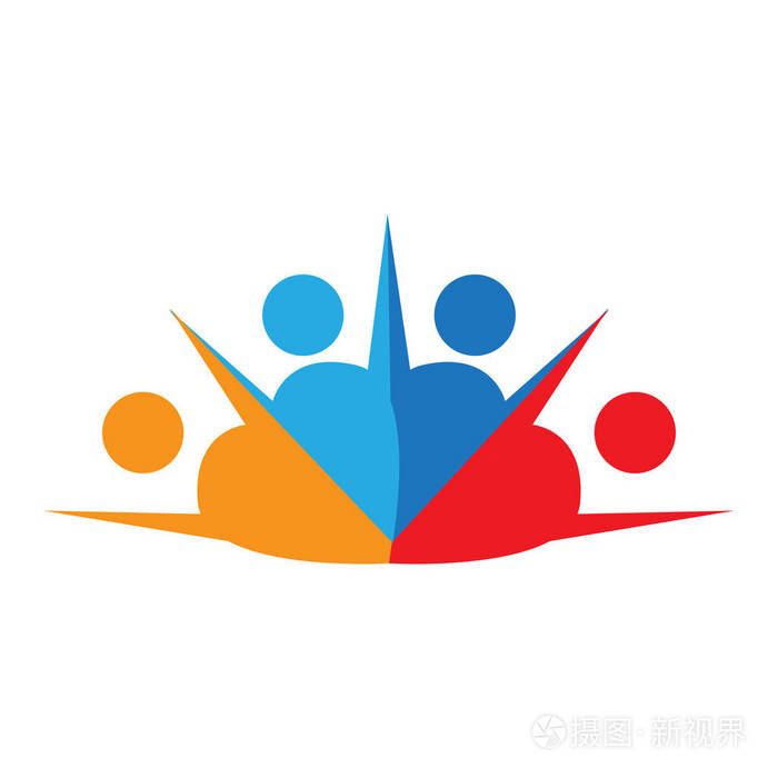 独立的业务团队合作图标.矢量插画设计