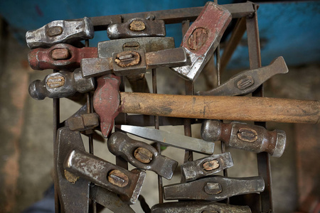 铁匠车间工作金属工具, 特写, 选择性对焦, 无人