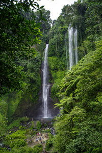 隐藏在丛林美丽的 Sekumpul 瀑布在巴厘岛, 印度尼西亚