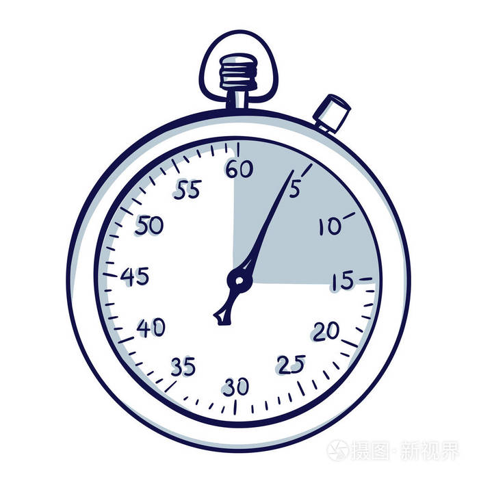 秒表/停止监视计时器.手绘涂鸦卡通矢量插画