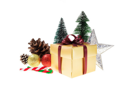 迷你圣诞树, 圣诞礼品盒, 圣诞球, 松木锥, 圣诞装饰钟