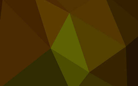 深绿色, 黄色矢量闪亮三角形背景。具有渐变的折纸风格的创造性几何插图。全新设计为您的企业