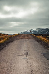 沥青路面在冰岛东部美丽的风景