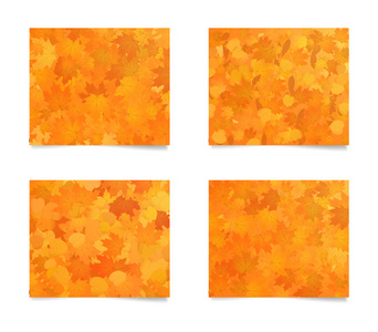 设置橙色长方形秋天网横幅与叶子纹理为站点和广告