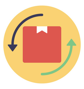 一个带有包裹的图标, 上面的箭头描述了物流服务的概念。