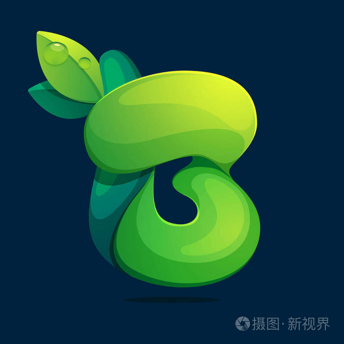 b 字母生态标志从一个扭曲的绿色 leawes.