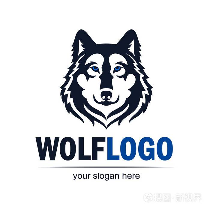 狼脸标志会徽.矢量剪影.用于商务或 t恤设计的独立图标