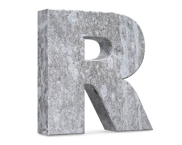 具体大写字母 R 被隔绝在白色背景。3d 渲染插图