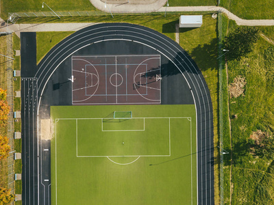 空体育场, 无人驾驶飞机鸟瞰图。Panevezys, 立陶宛
