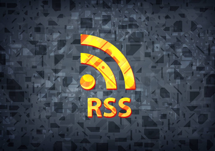 在黑色背景抽象插图上隔离的 Rss