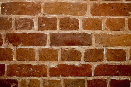 一个老房子的墙的一部分, 红色 brickclose。背景