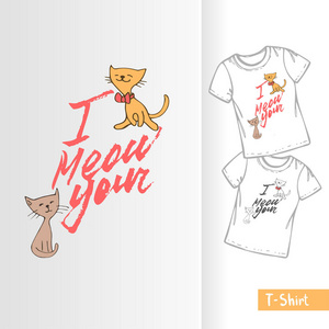 我叫你, 猫的插图为孩子, t恤和服装