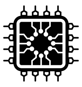 微处理器的字形矢量图标图像