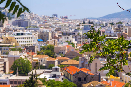 希腊首都雅典的鸟瞰图。雅典有古希腊文明的重要遗迹