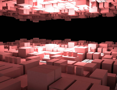 抽象立方体背景城市3d。3d 渲染插图