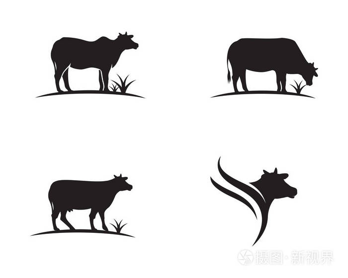 奶牛标志模板矢量图标插图设计