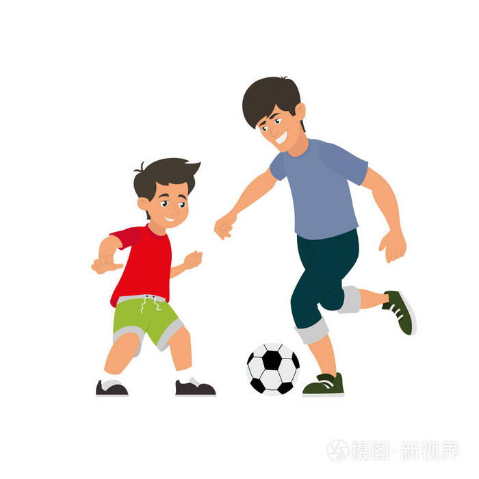 父子踢足球插画-正版商用图片0usv15-摄图新视界