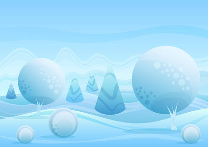 梦幻般的卡通冬季景观背景。时尚 fradient 平彩圣诞矢量插画