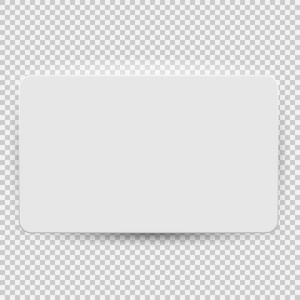 空白信用卡或礼品卡模型模板顶部视图与阴影隔离在透明背景上。矢量插图
