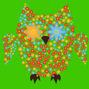 猫头鹰, 绘有花, 装饰元素