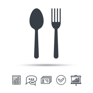 食物的图标。叉子和勺子的标志