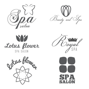 集标志 徽章 标志 标签 打印 贴纸或标识元素 spa 沙龙或美容中心