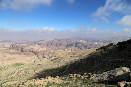 沙漠山风景 鸟瞰图，Jordan，中东